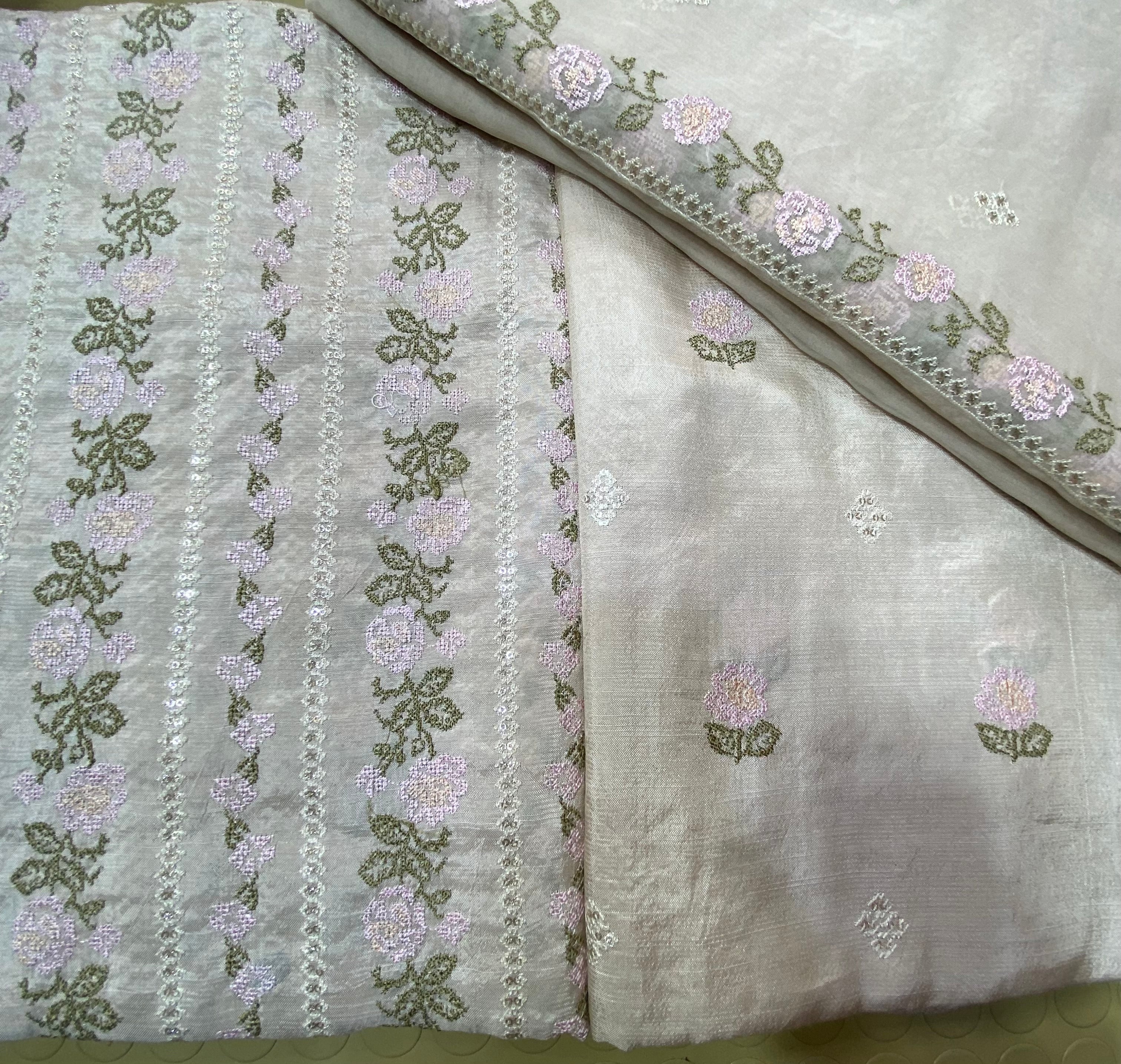 Raw Silk With Chiffon Duppta