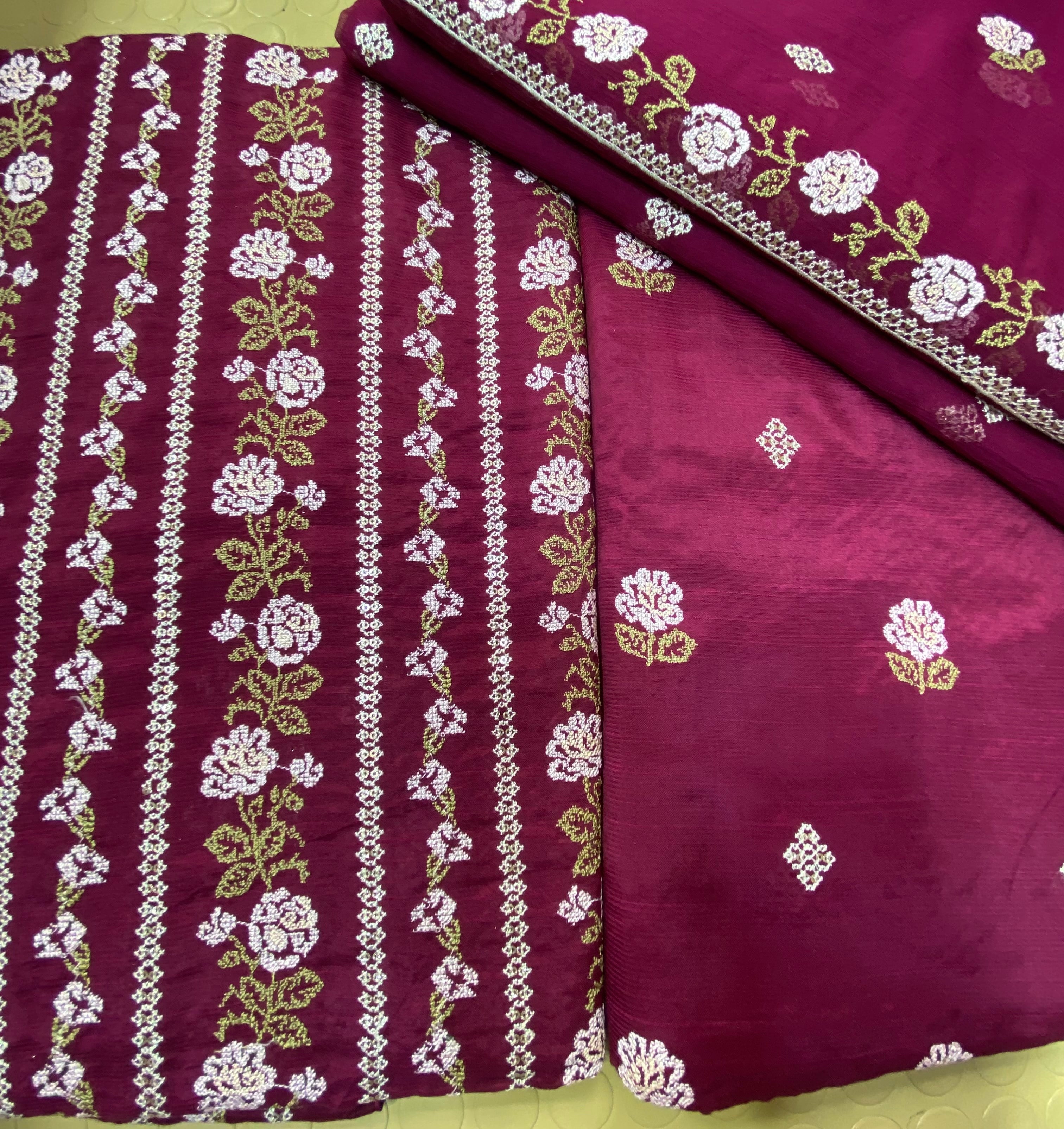 Raw Silk With Chiffon Duppta