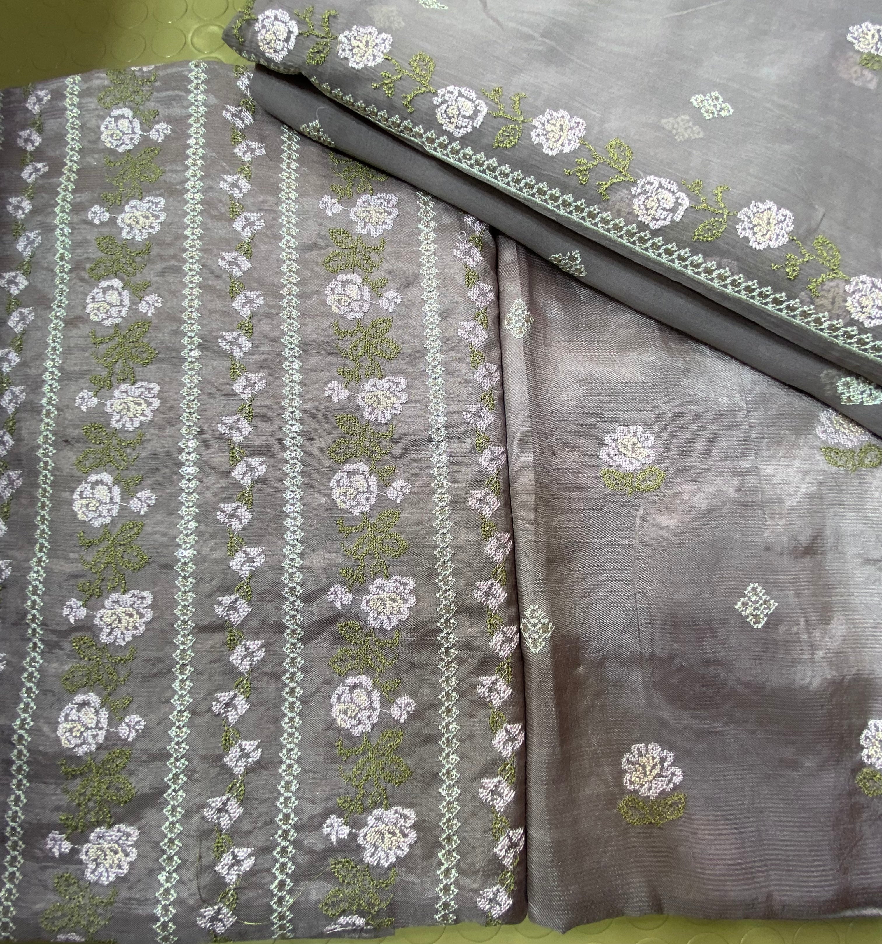 Raw Silk With Chiffon Duppta