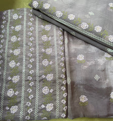 Raw Silk With Chiffon Duppta