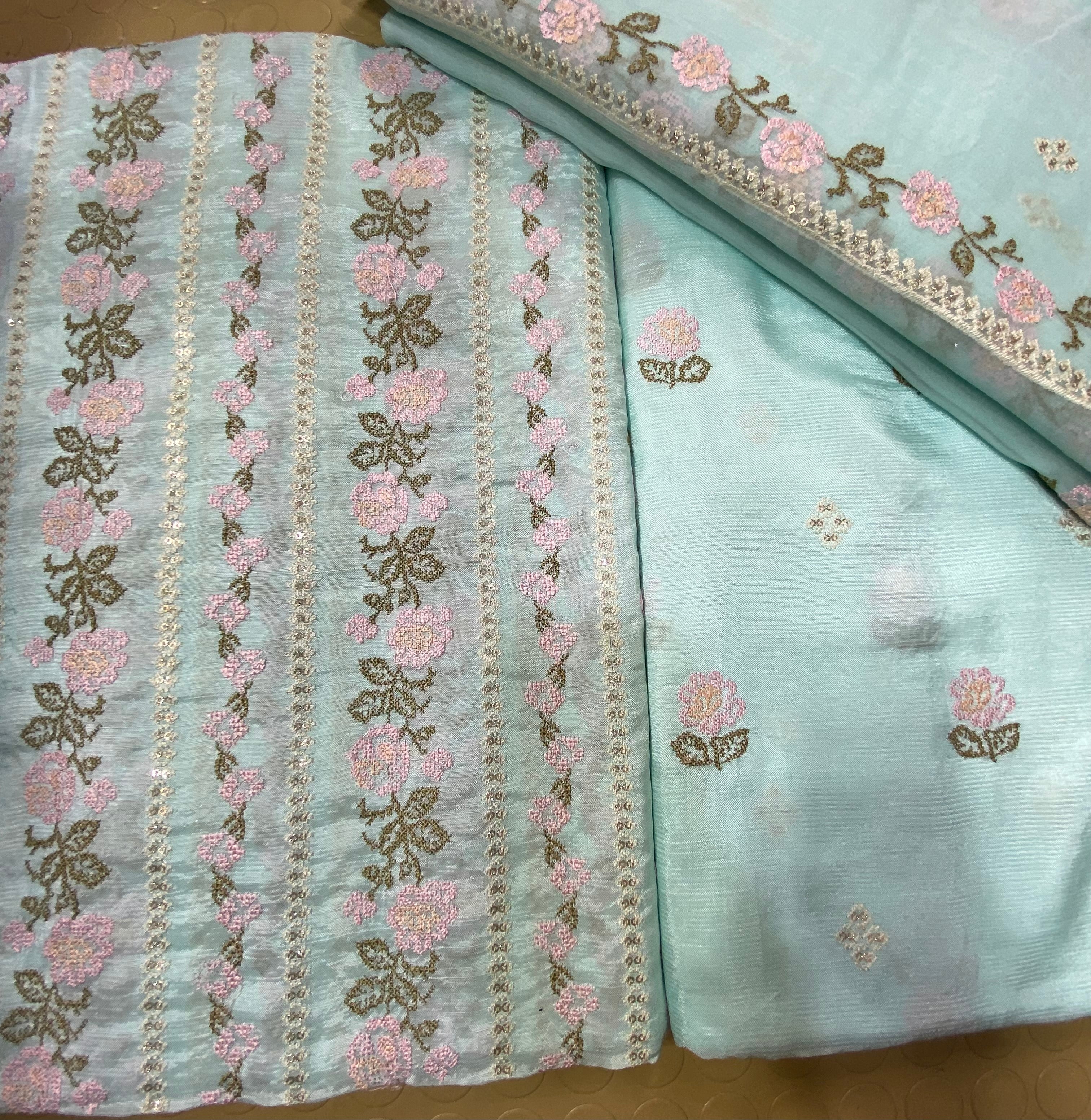 Raw Silk With Chiffon Duppta
