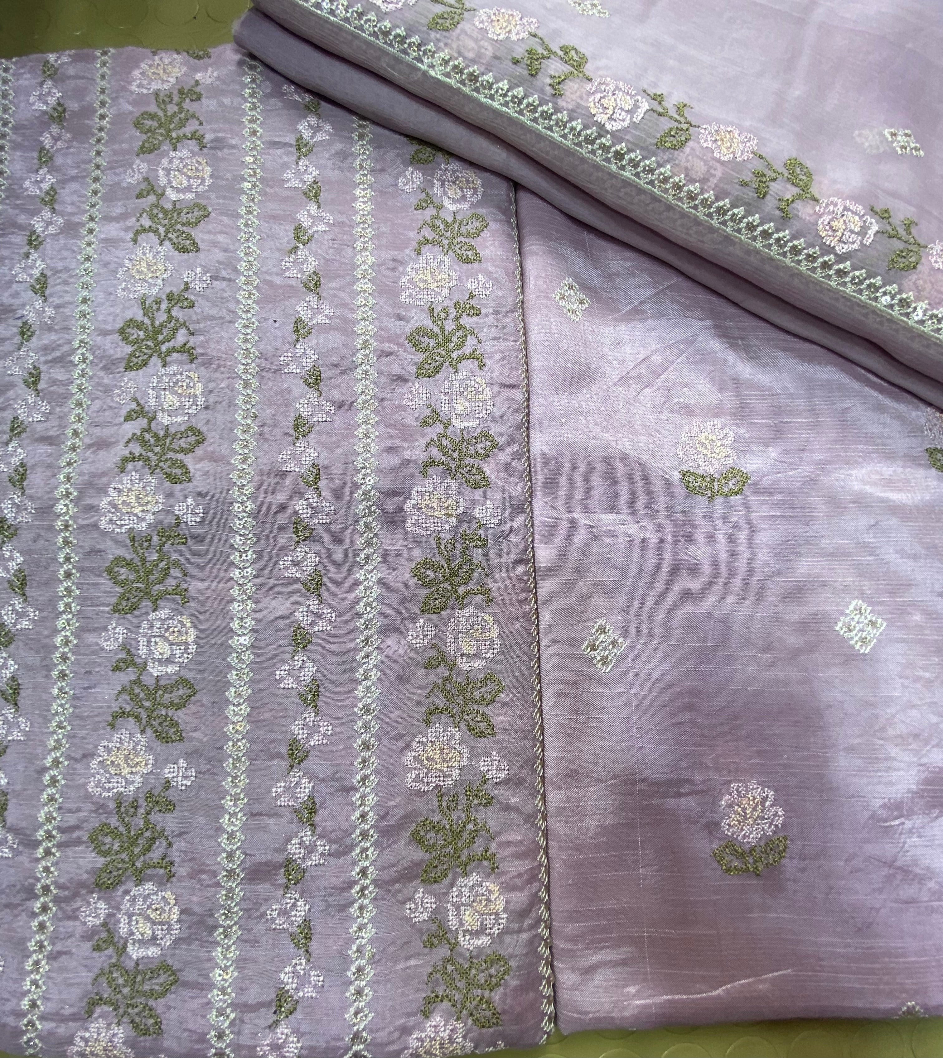 Raw Silk With Chiffon Duppta