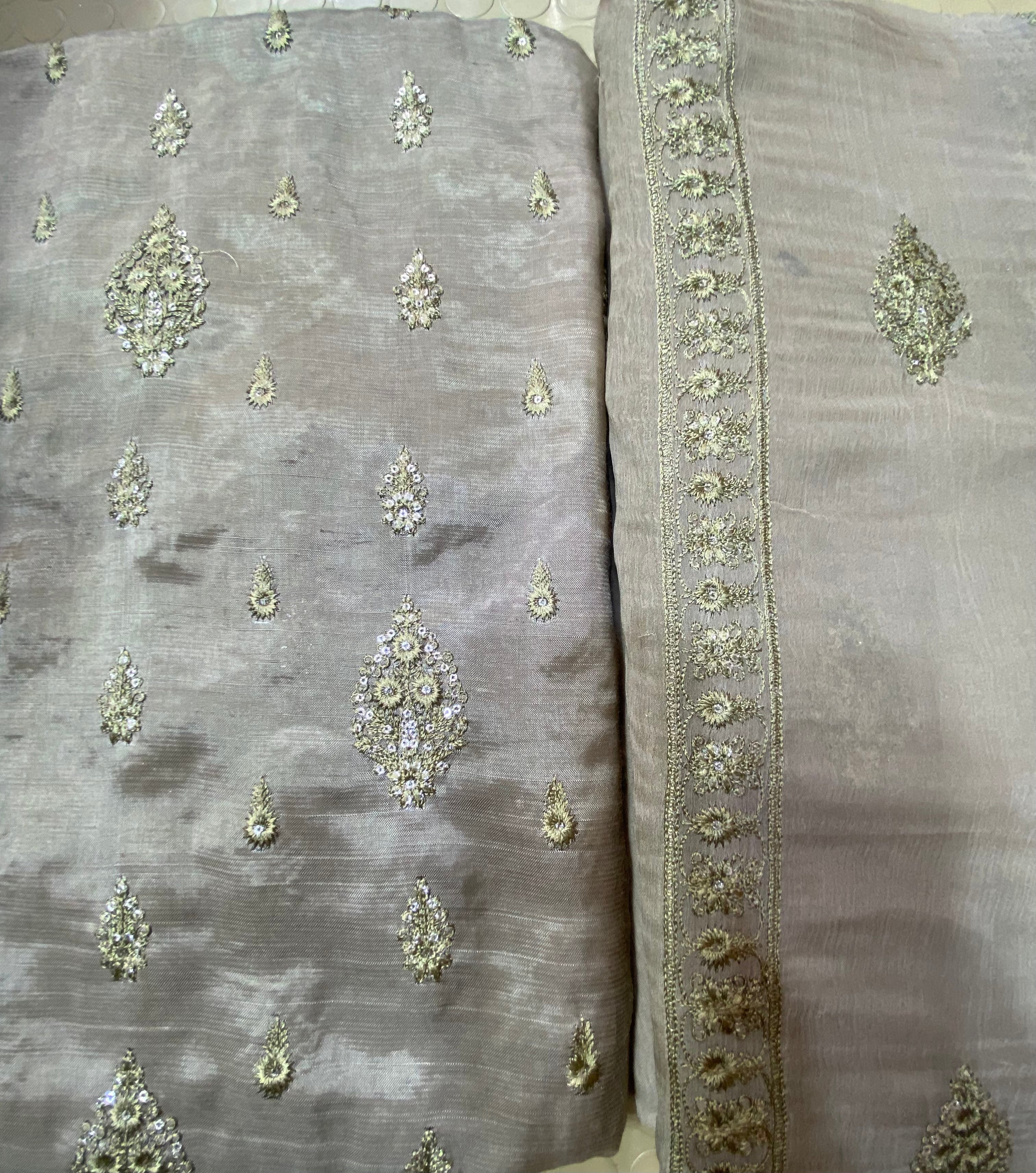 Raw Silk With Chiffon Duppta