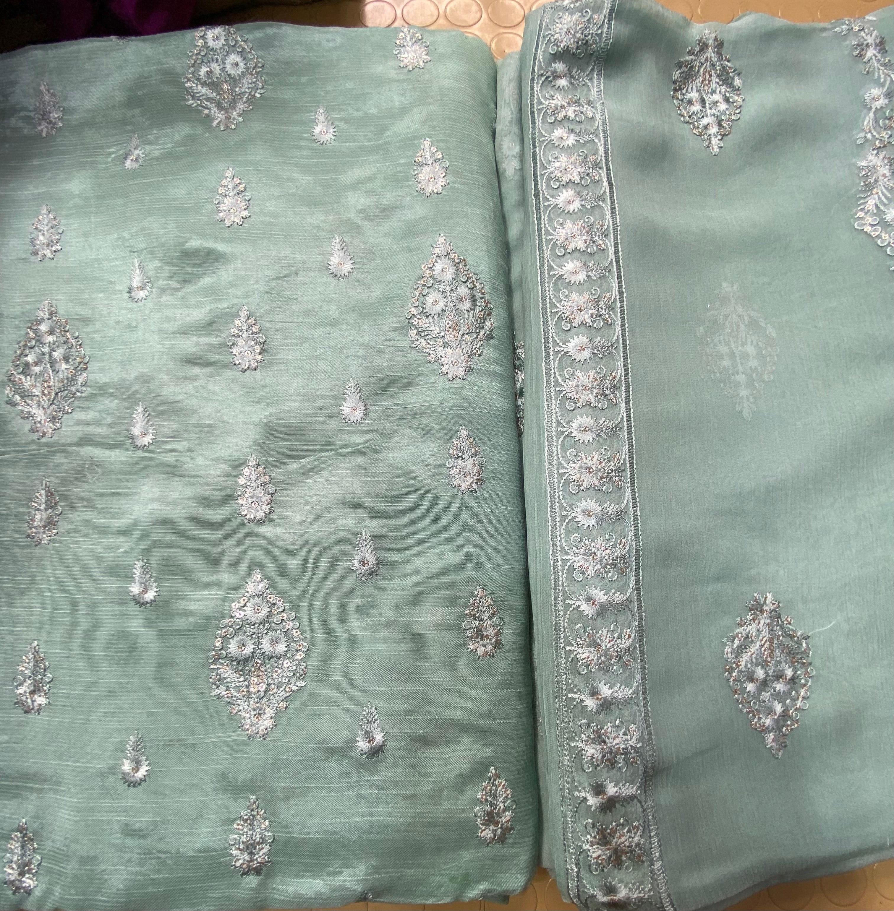 Raw Silk With Chiffon Duppta