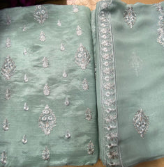Raw Silk With Chiffon Duppta