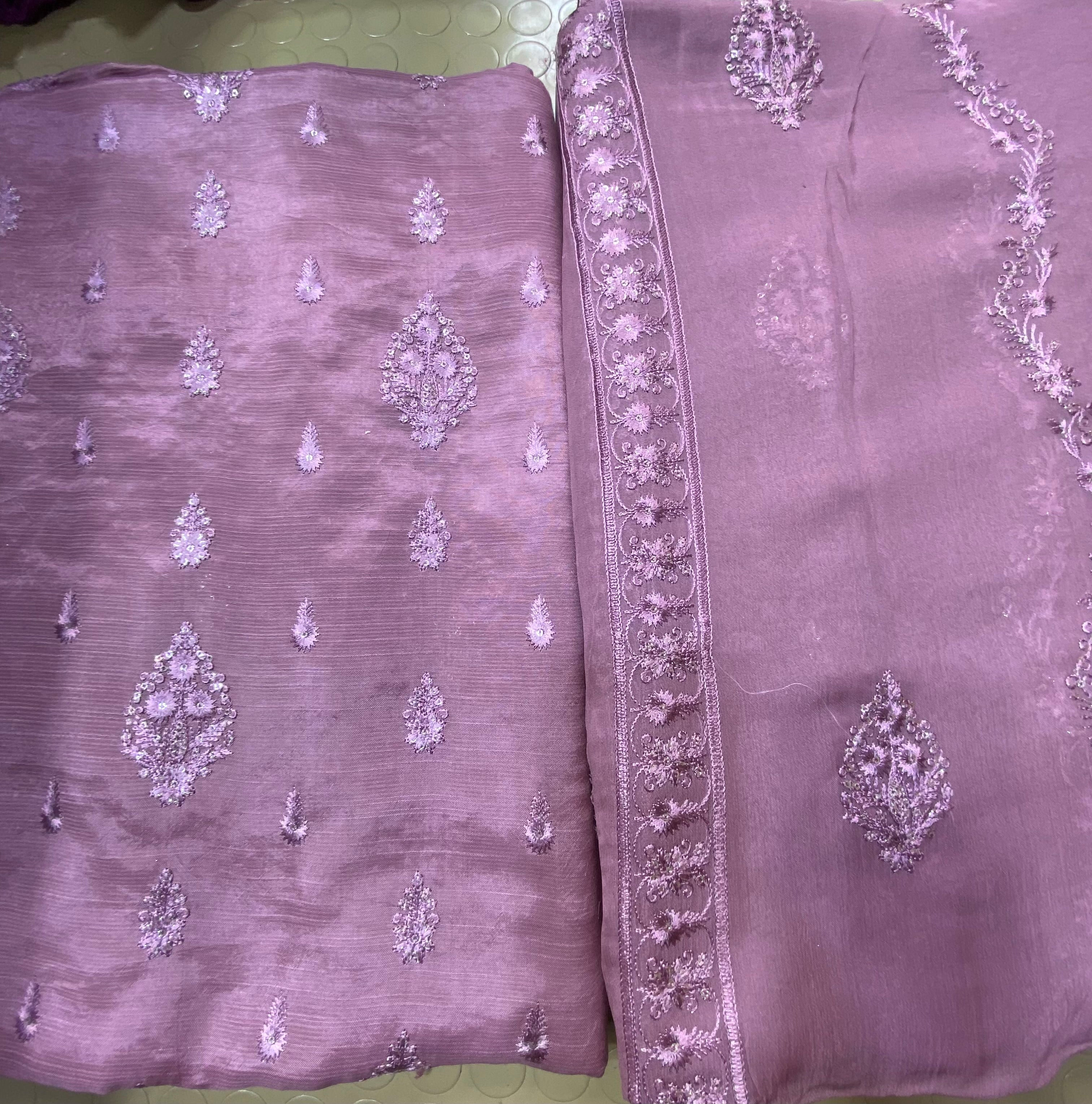 Raw Silk With Chiffon Duppta