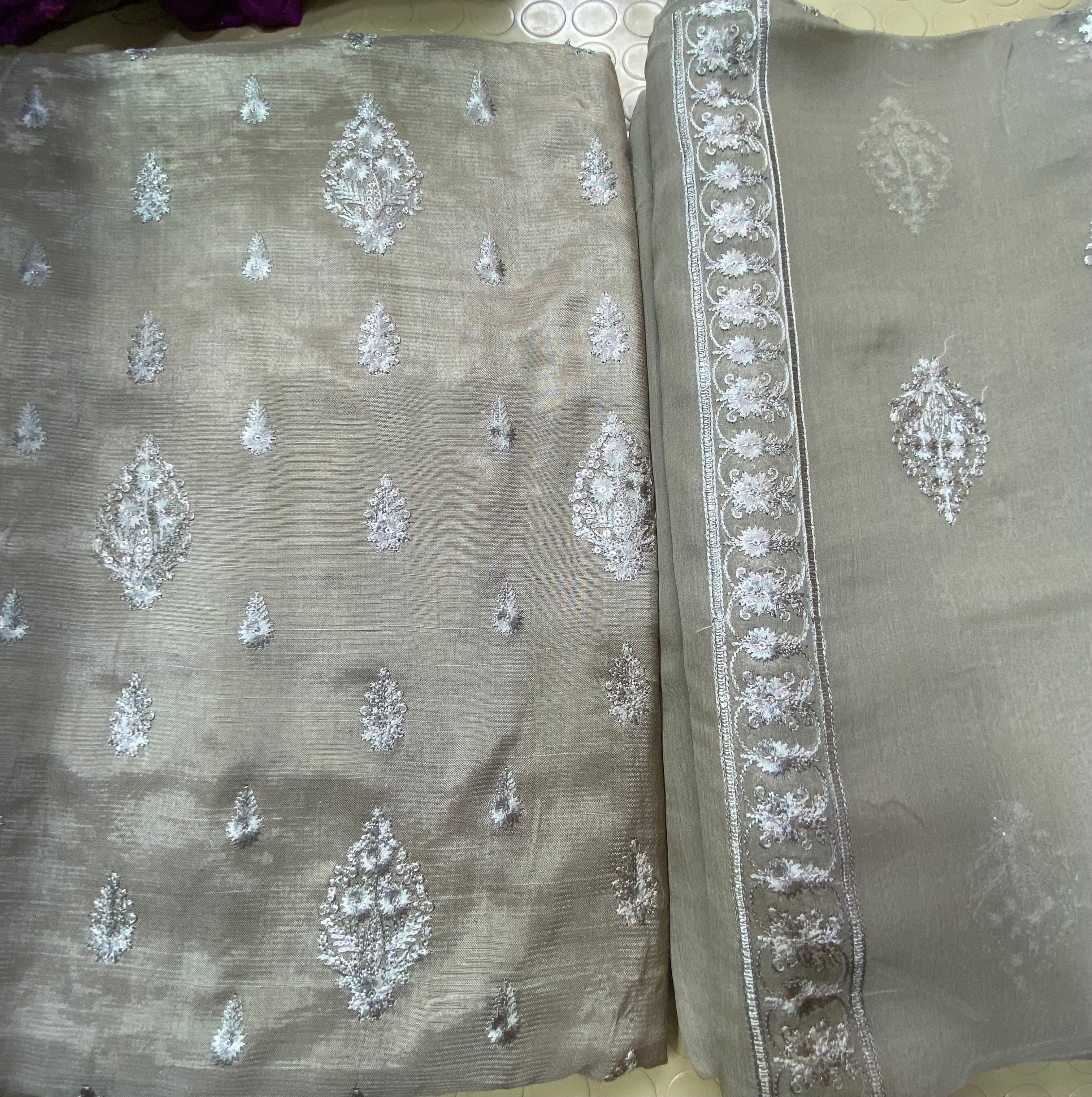 Raw Silk With Chiffon Duppta