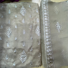 Raw Silk With Chiffon Duppta