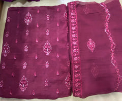 Raw Silk With Chiffon Duppta
