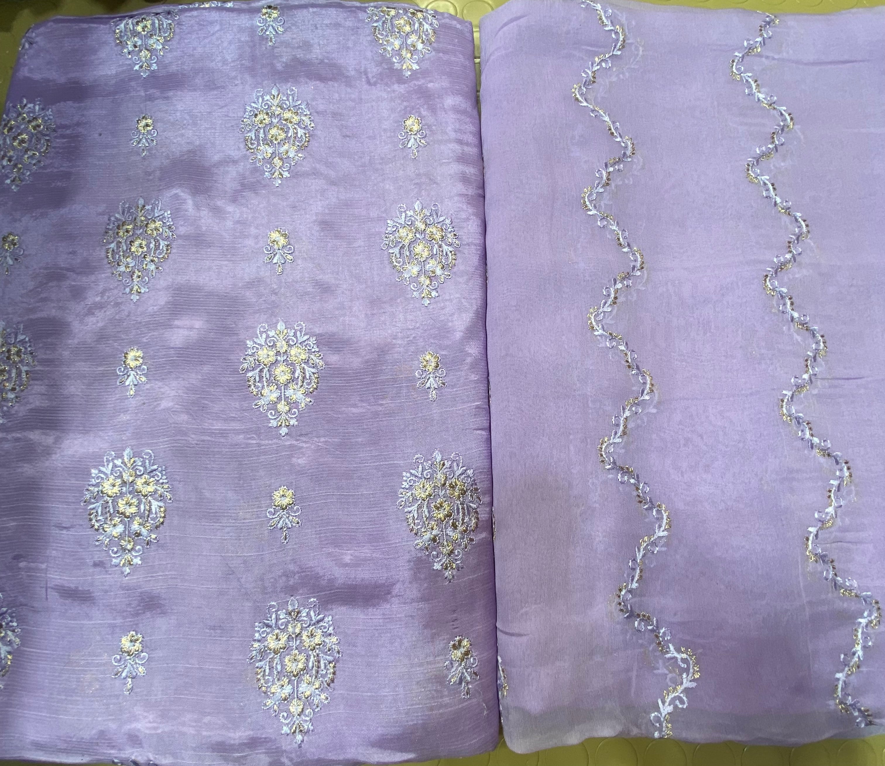 Raw Silk With Chiffon Duppta