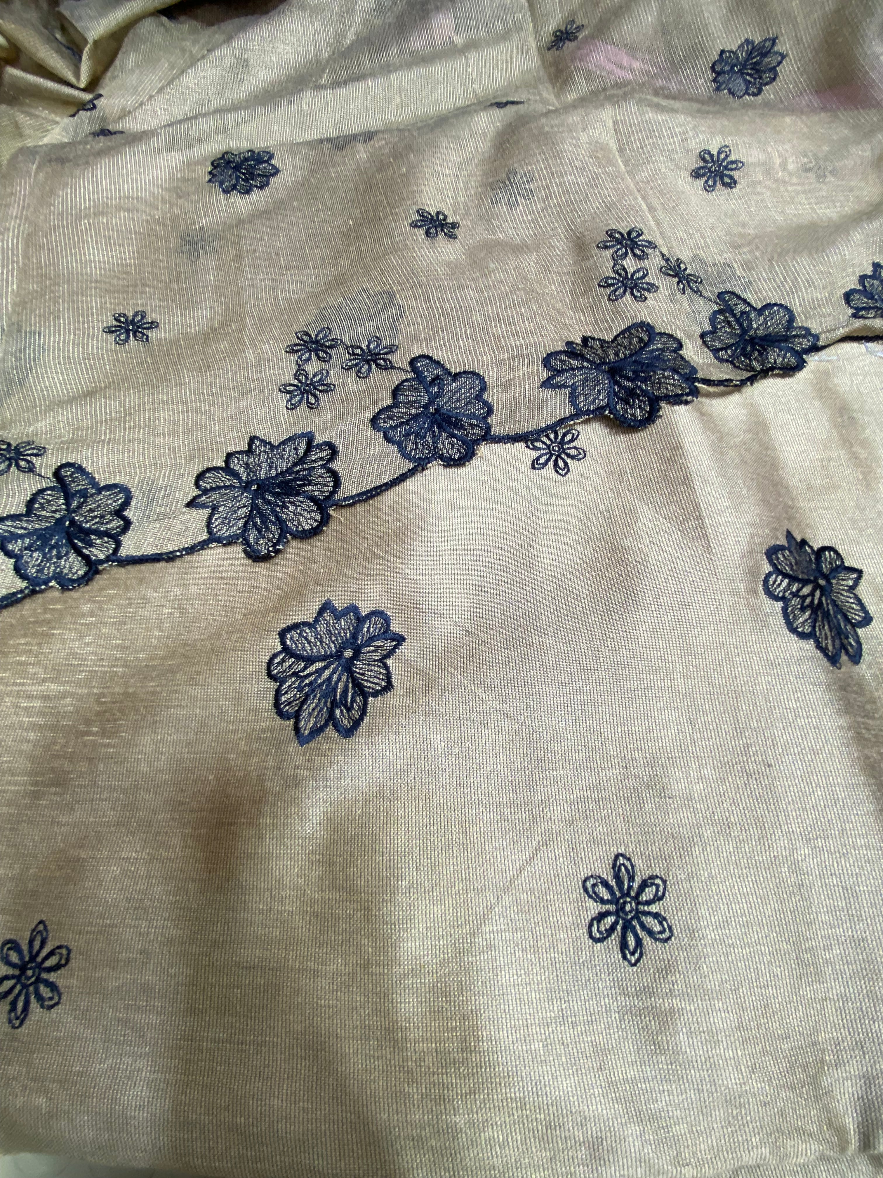 Khadi Silk With Cut Work Duppta.