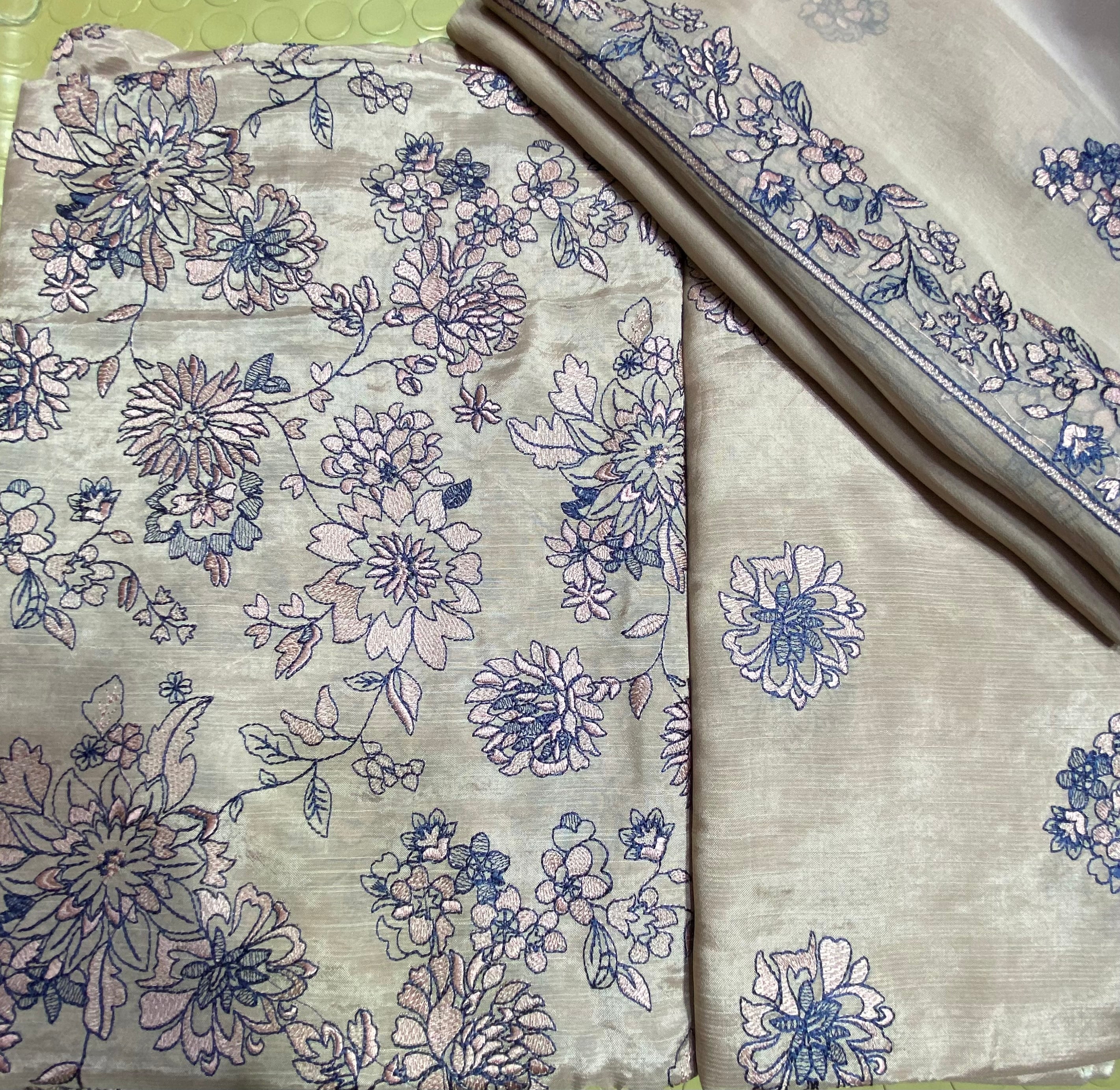 Raw Silk With Chiffon Duppta (Unstitched)