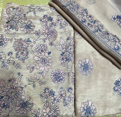 Raw Silk With Chiffon Duppta (Unstitched)