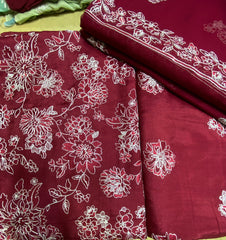 Raw Silk With Chiffon Duppta (Unstitched)