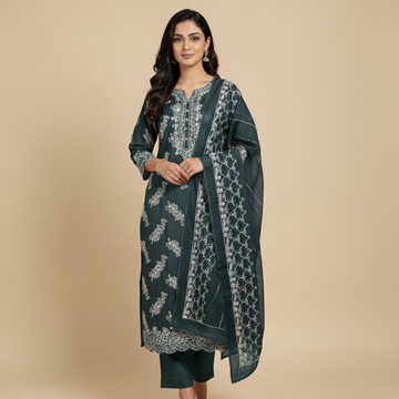 Raw silk bunch Style with chiffon Duppta