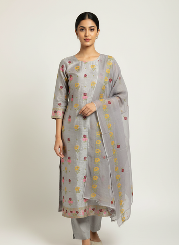 Raw Silk Cross Stitched