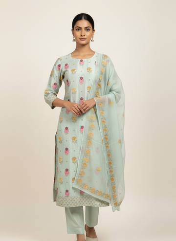 Raw Silk Cross Stitched