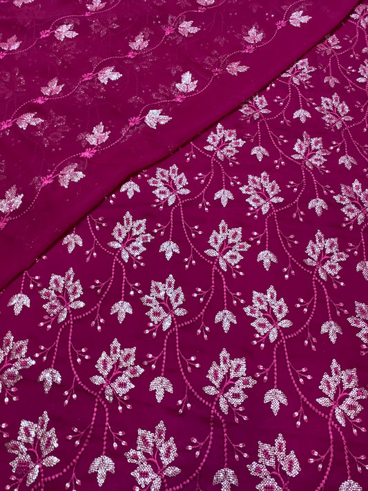 Cross Stitch Design On chiffon fabric