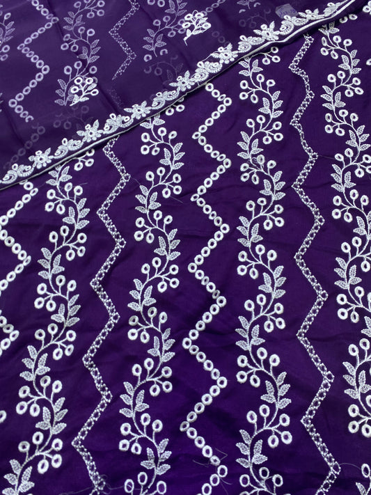 Boring Chikan Kari Design on Chiffon with Chiffon Dupatta