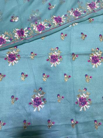 Cross Stitch Design on Chiffon Fabric