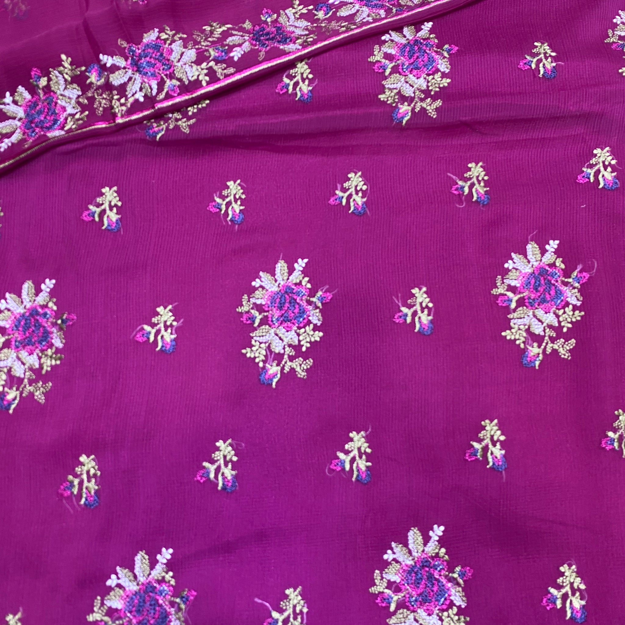 Cross Stitch Design on Chiffon Fabric