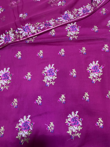 Cross Stitch Design on Chiffon Fabric