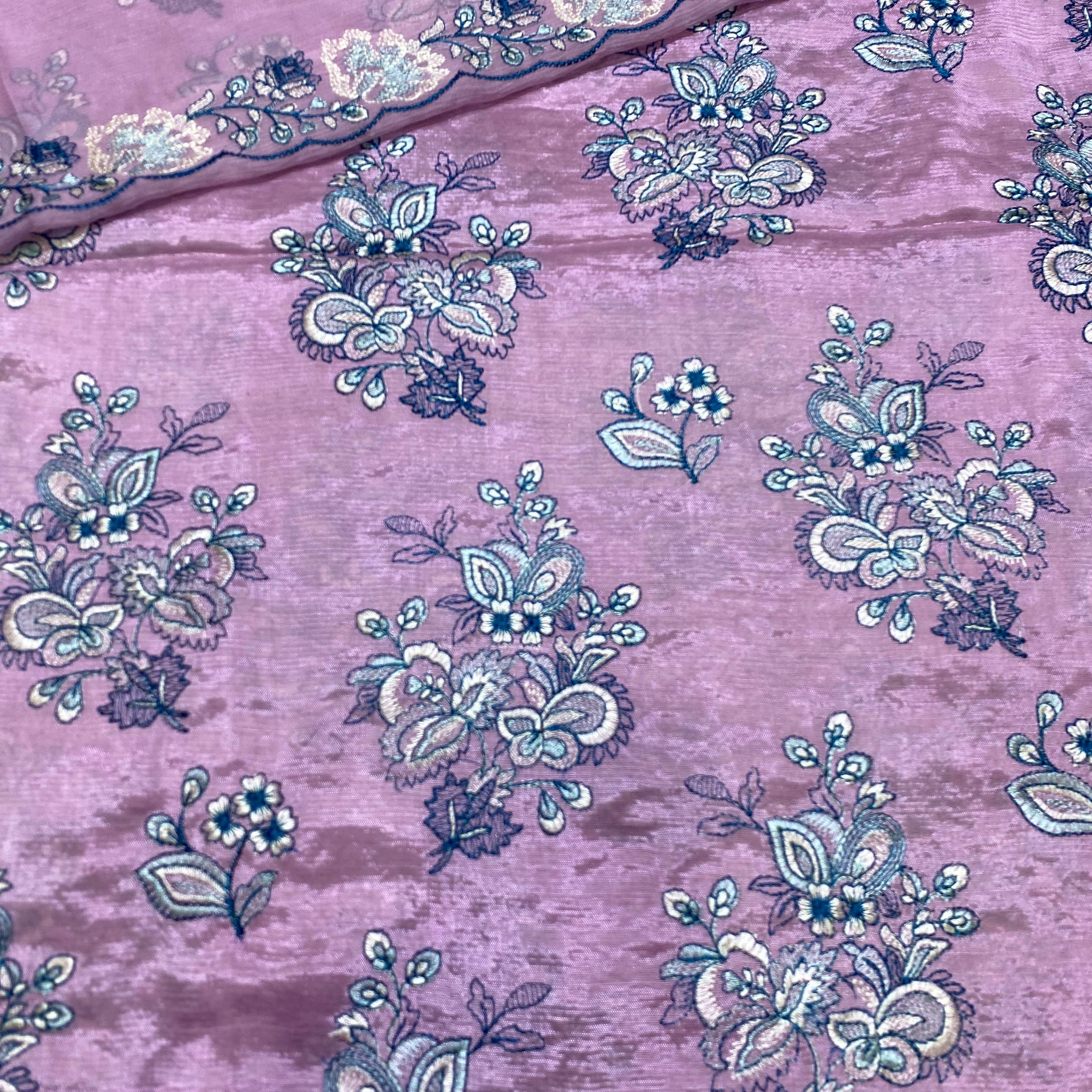 Bareeze-Inspired Raw Silk Fabric – Luxury Embroidered Elegance