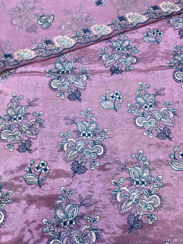 Bareeze-Inspired Raw Silk Fabric – Luxury Embroidered Elegance