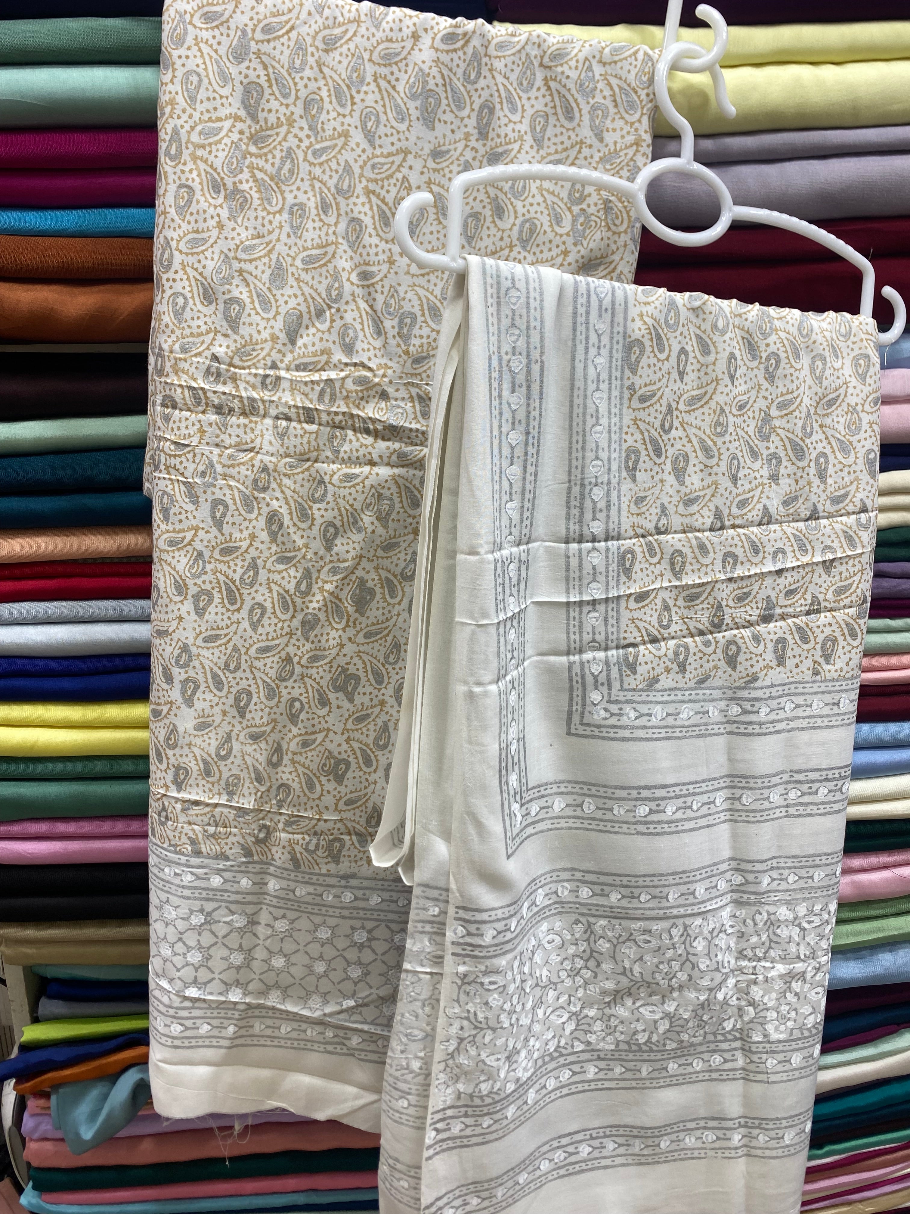 Hand Block Print On Pure Lawn Fabric 2p