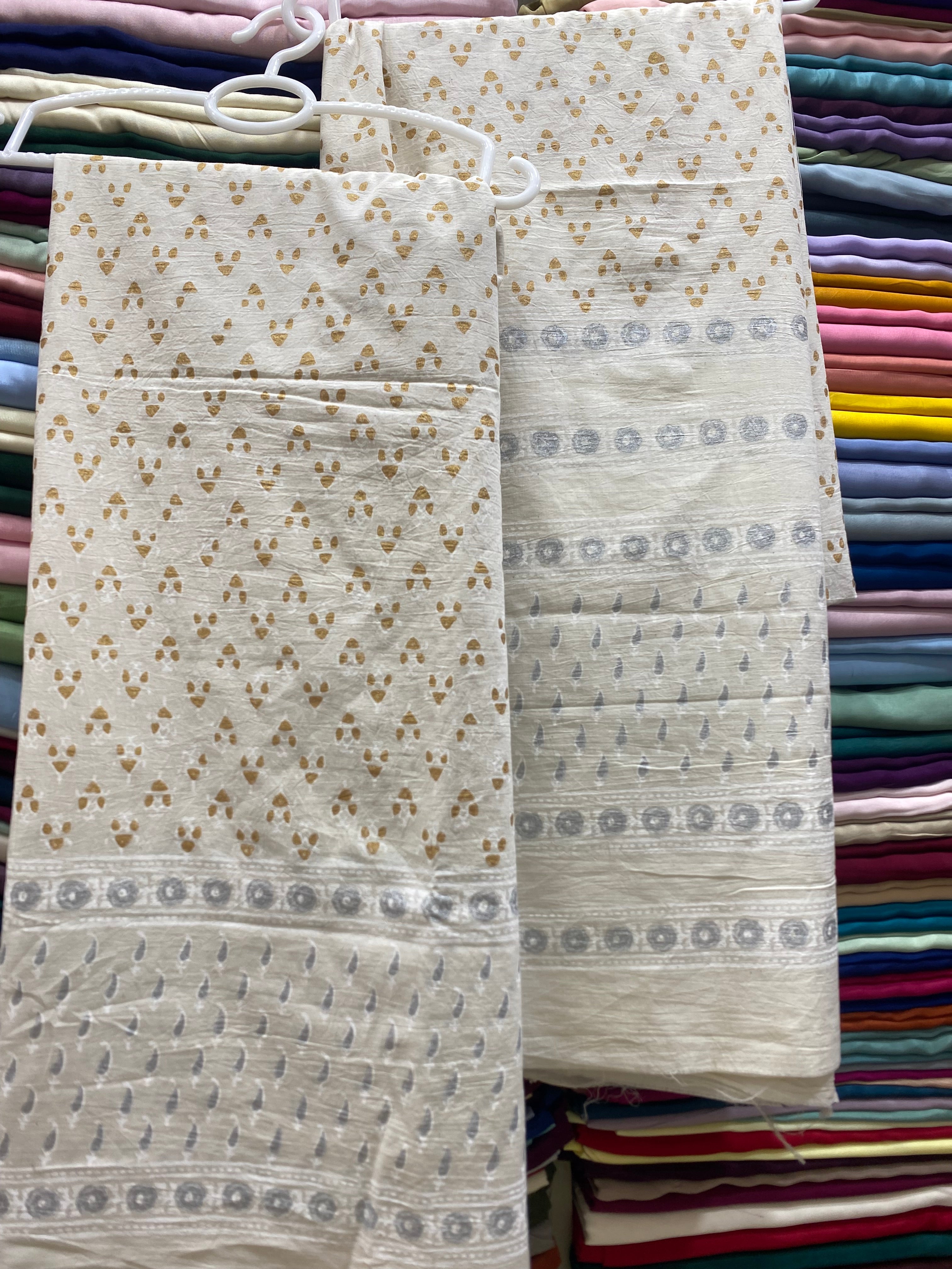 Hand Block Print On Pure Lawn Fabric 2p