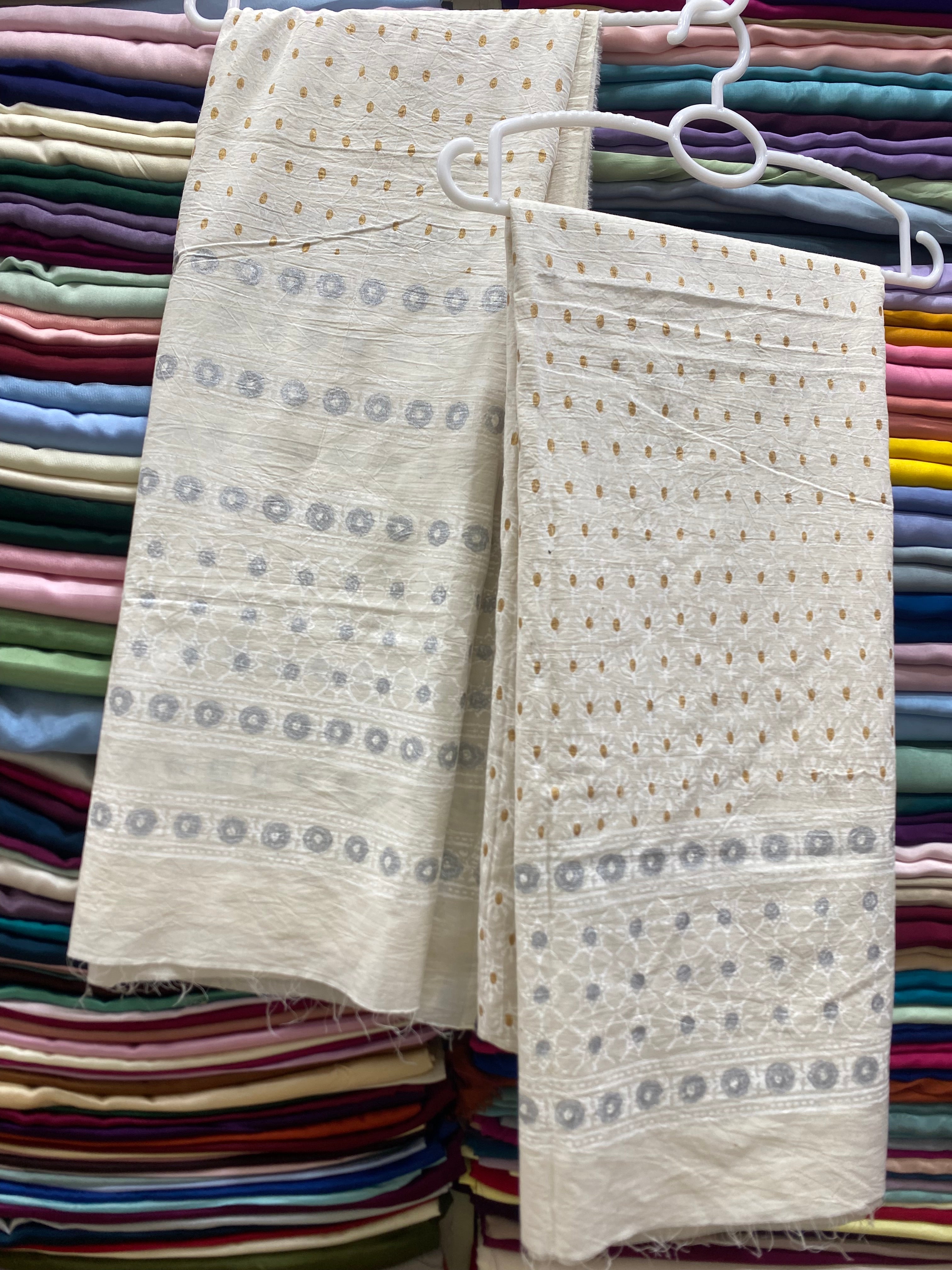 Hand Block Print On Pure Lawn Fabric 2p