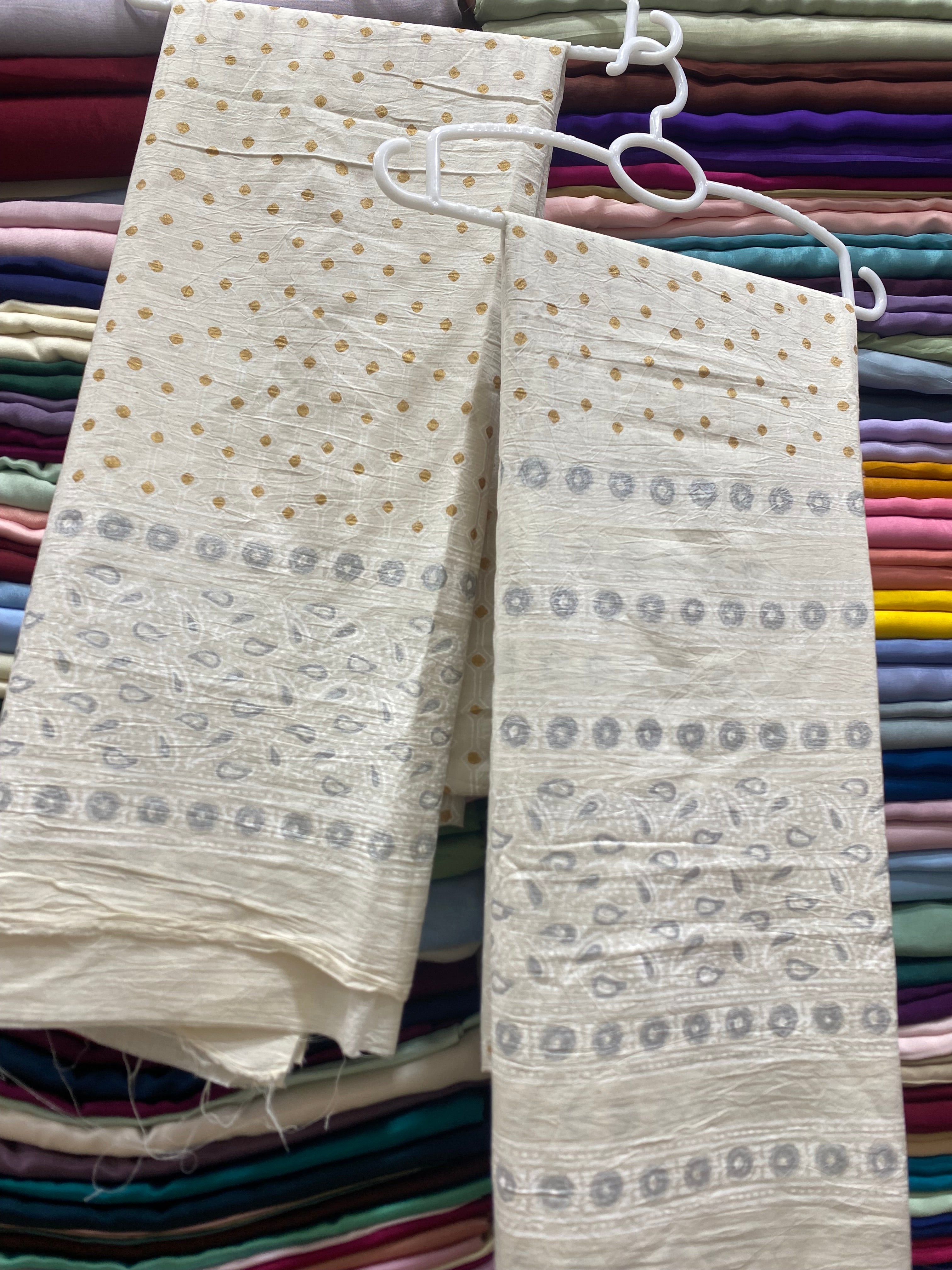 Hand Block Print On Pure Lawn Fabric 2p