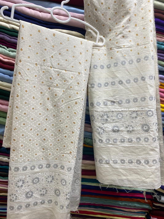 Hand Block Print On Pure Lawn Fabric 2p