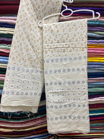 Hand Block Print On Pure Lawn Fabric 2p