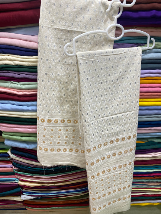 Hand Block Print on Pure Lawn Fabric 2p