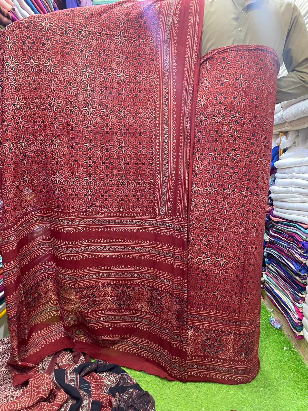 Ajrak Organic Print On Lawn Fabric