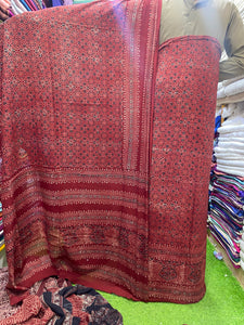 Ajrak Organic Print On Lawn Fabric