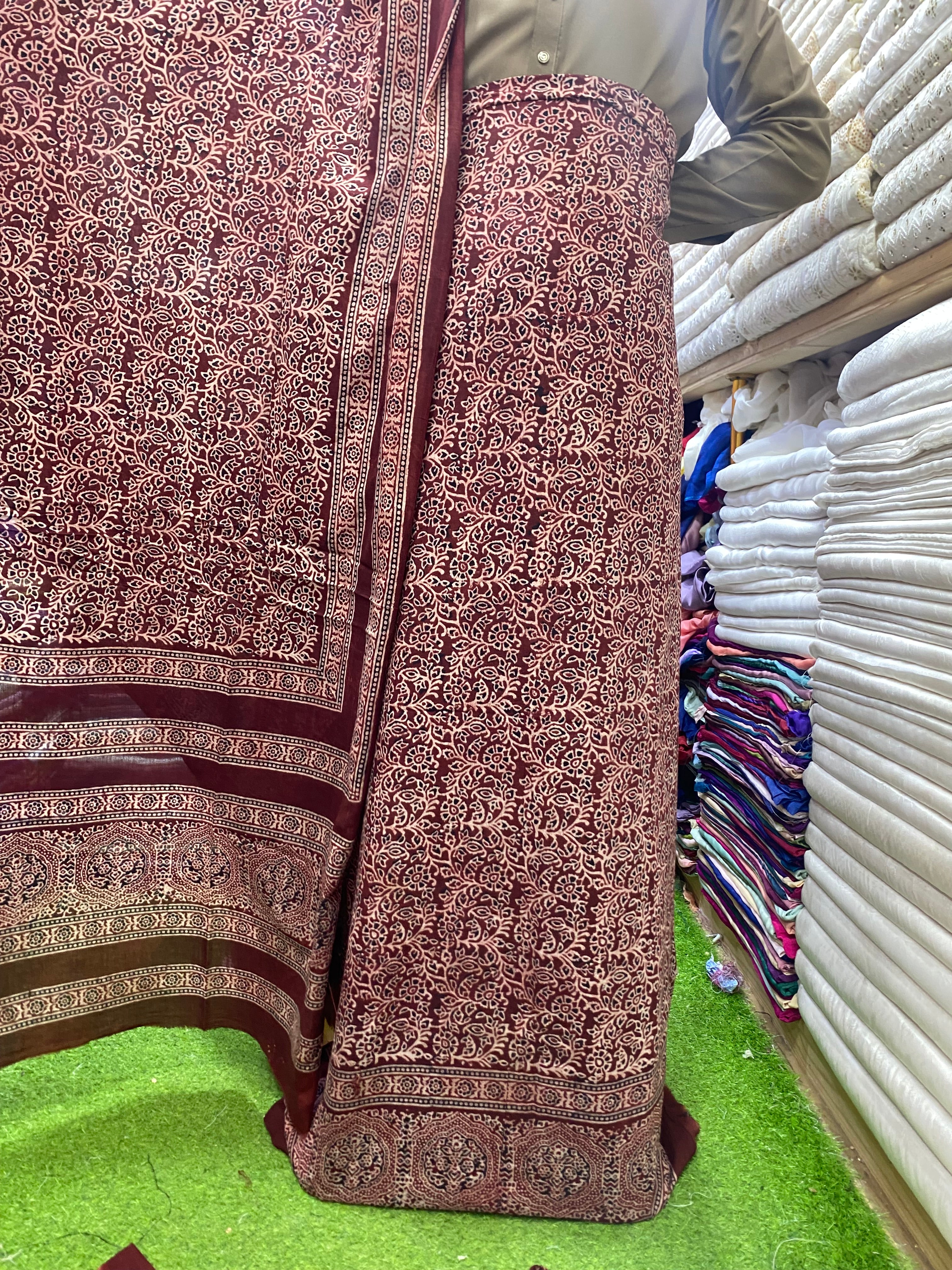 Ajrak Organic Print On Lawn Fabric