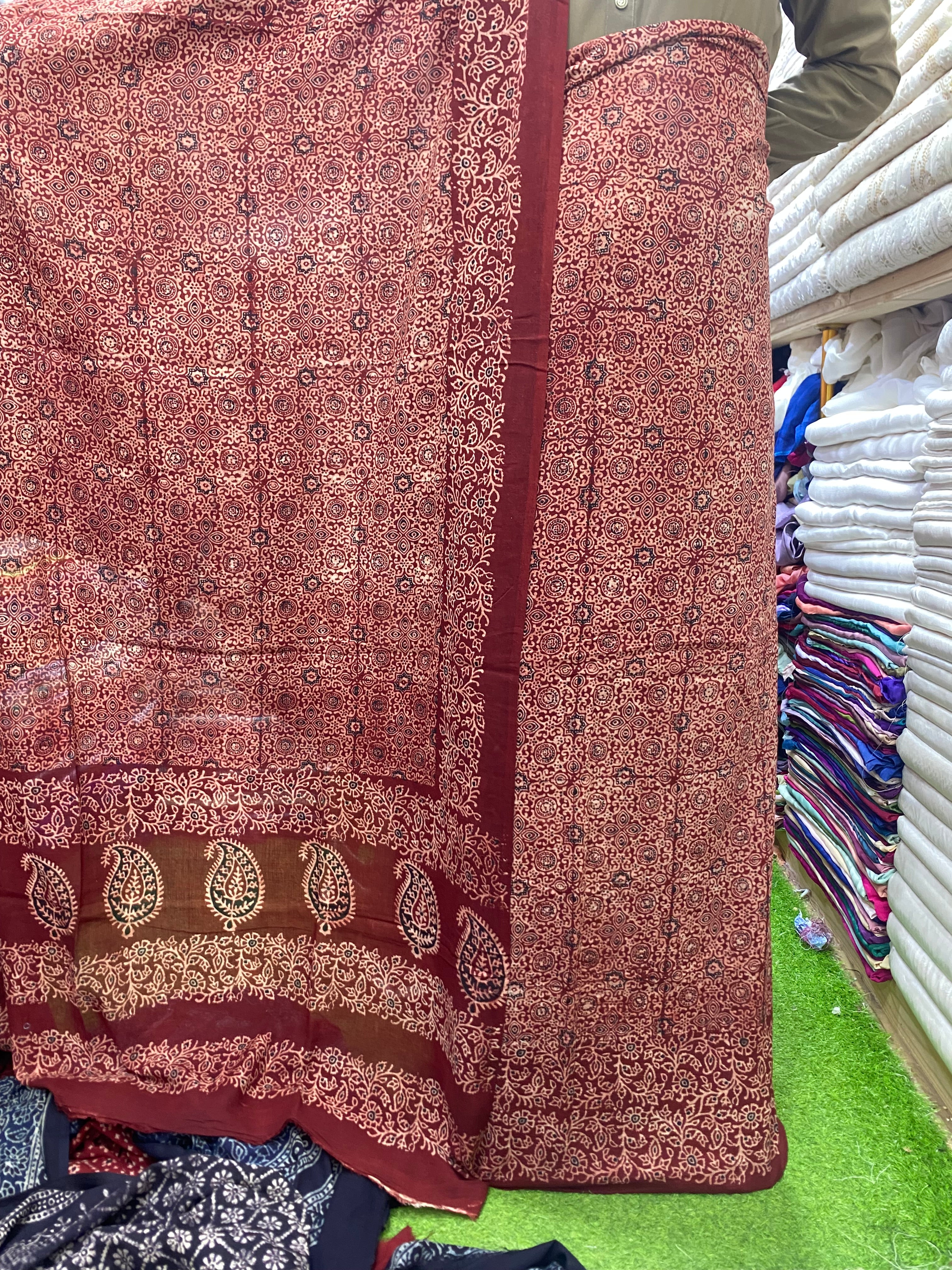 Ajrak Organic Print On Lawn Fabric