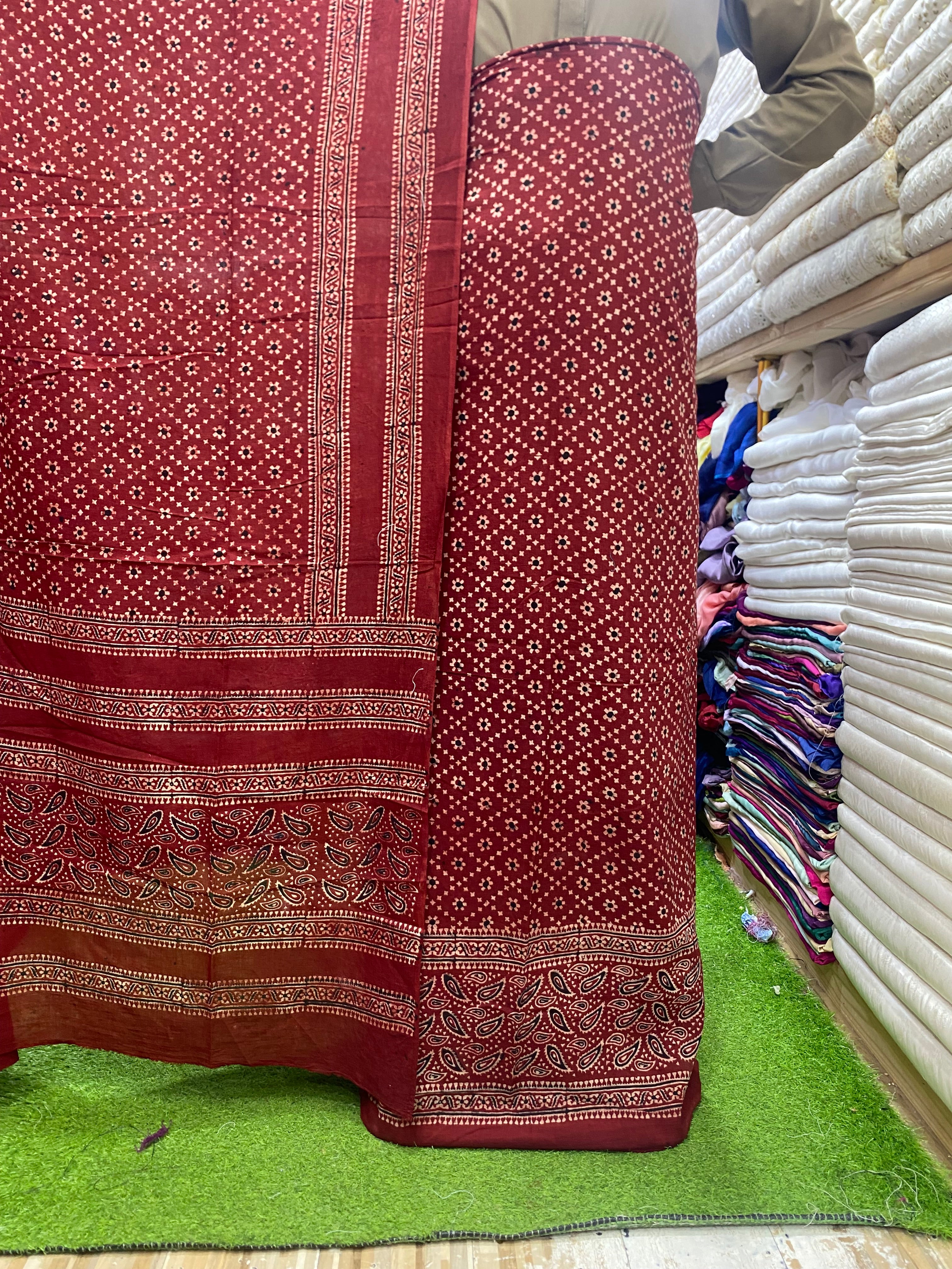 Ajrak Organic Print On Lawn Fabric