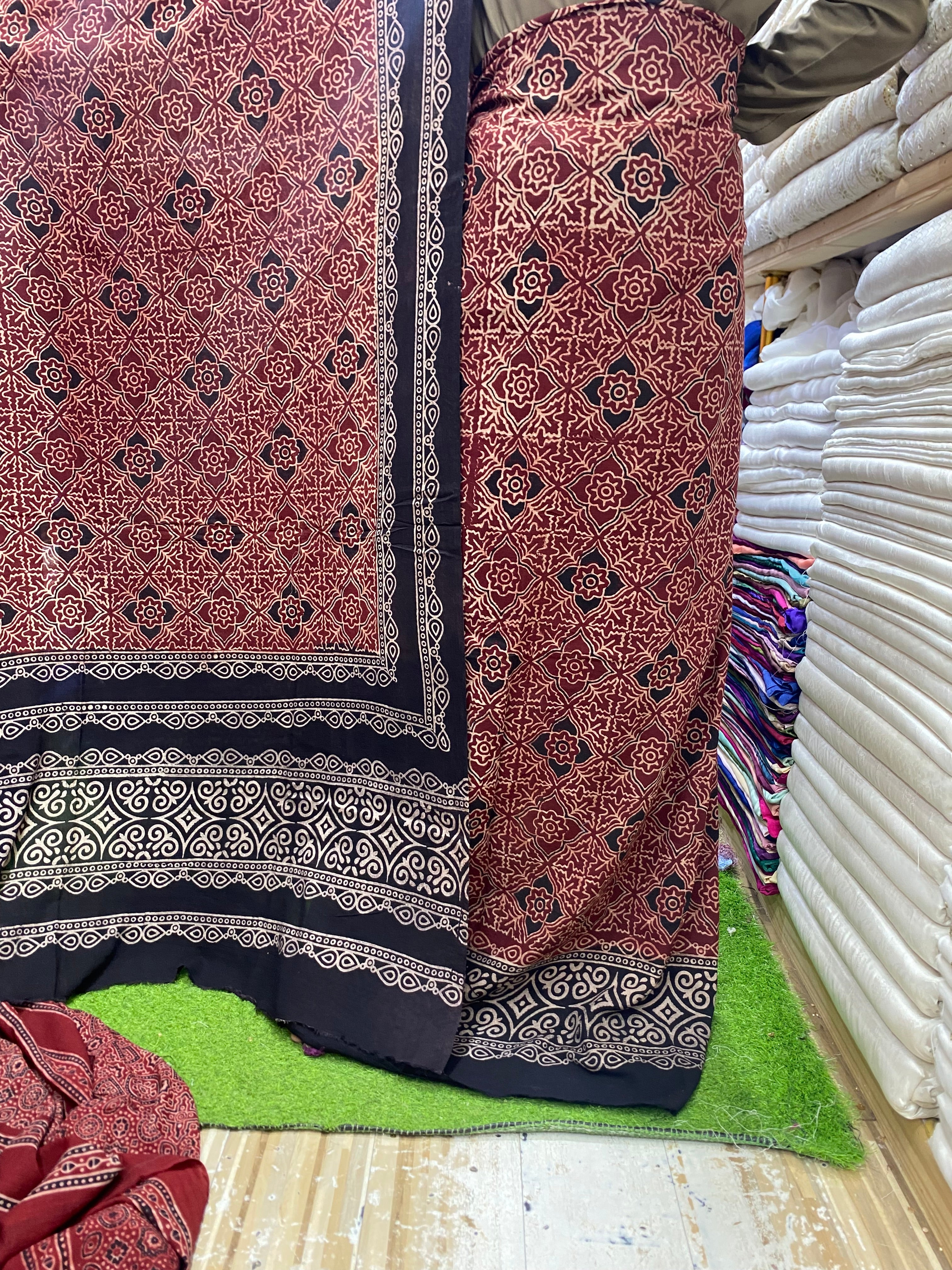 Ajrak Organic Print On Lawn Fabric