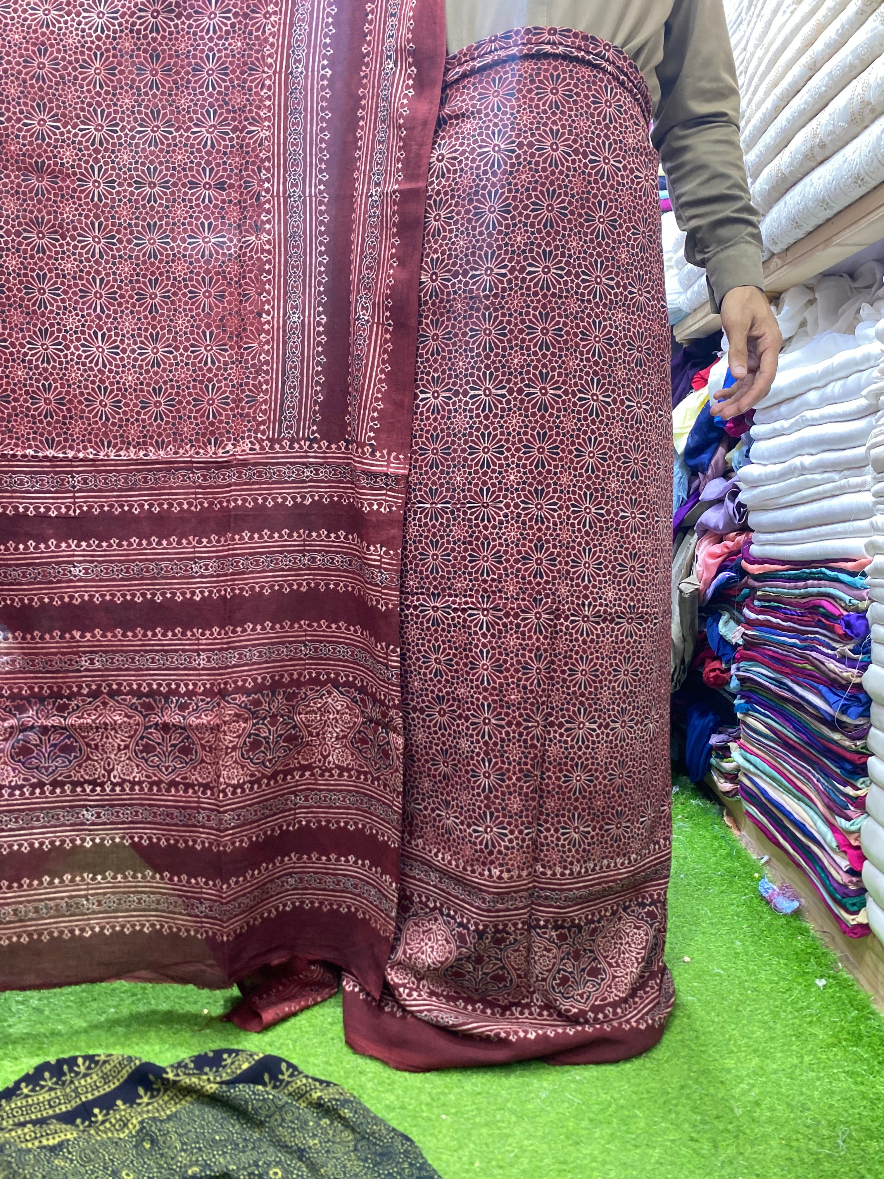 Ajrak Organic Print On Lawn Fabric