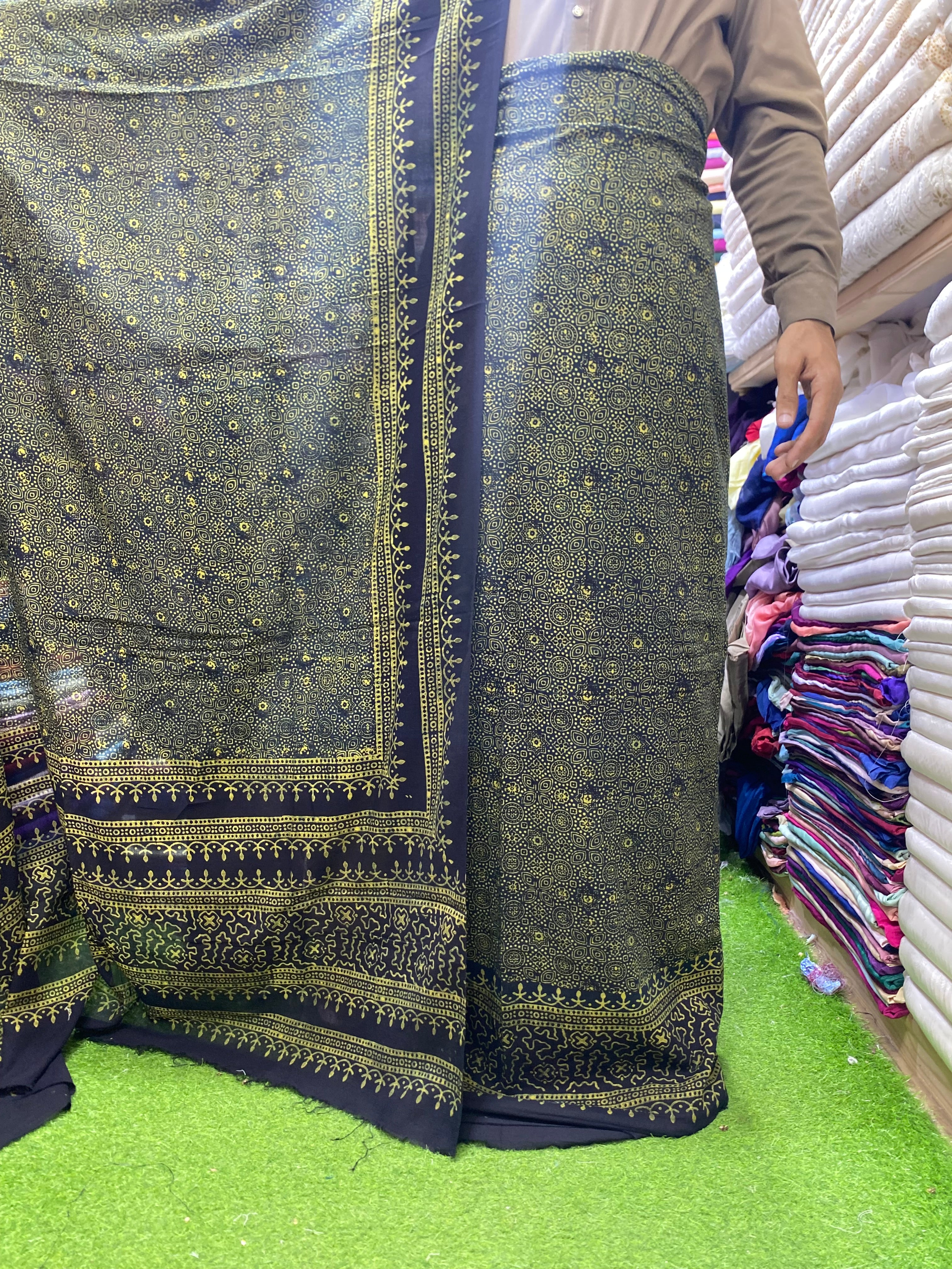 Ajrak Organic Print On Lawn Fabric